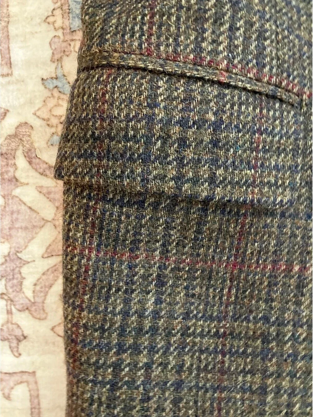English Manor Mens 42S Brown Tweed Sport Coat Wool Plaid Blazer Two Button